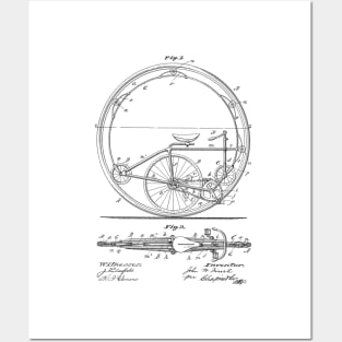 Monocycle Vintage Patent Hand Drawing Posters and Art